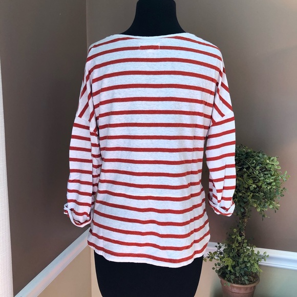 ⭐️ Madewell Striped 3/4 Sleeve Crewneck Shirt SMALL - Picture 5 of 11